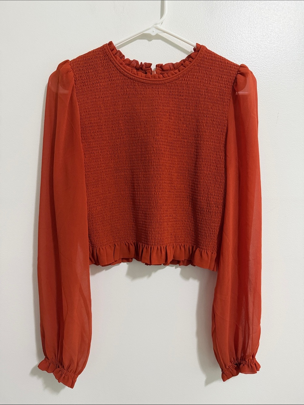 Wilfred Rust Terracotta Tempest Blouse Smocked Long Sleeve Womens Medium